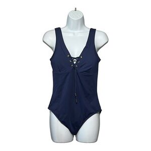 Guideboat Monokini Blue open Back Lace Up One Piece Swimsuit Large
